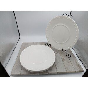 Pier 1 Solis White Salad Plate Beaded 9" Replacement Set Of 3